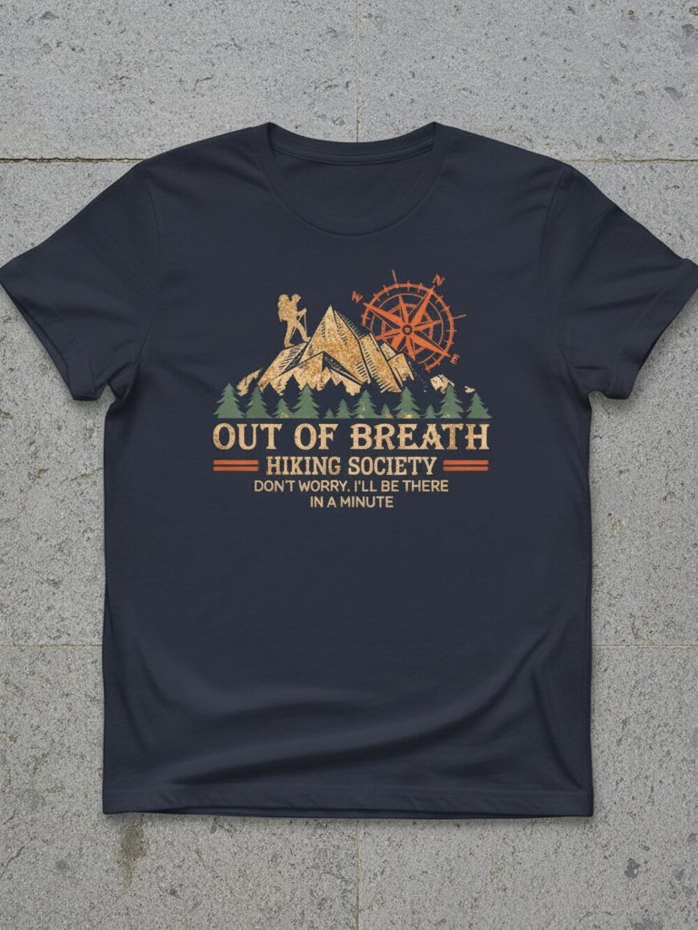 Out Of Breath Hiking Society Funny Vintage Graphic Tee | Camper